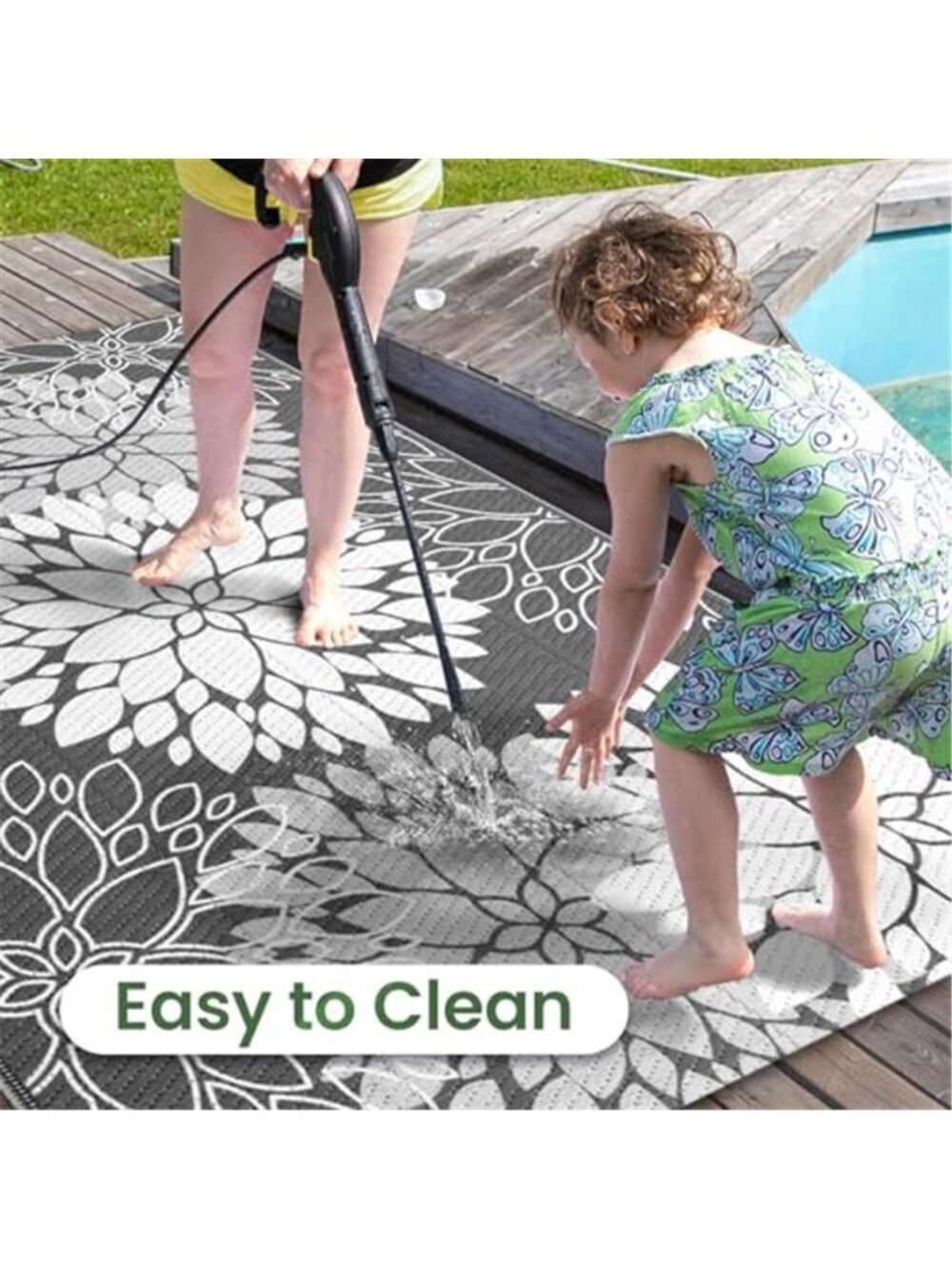 Outdoor Rug Waterproof Outdoor Plastic Straw Rug Reversible Patio Rug Reversible - Picture 5 of 7